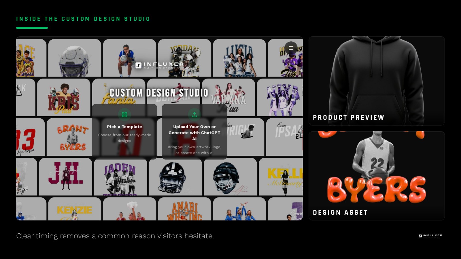 Store page section showing a clear ordering deadline and available product colors listed plainly