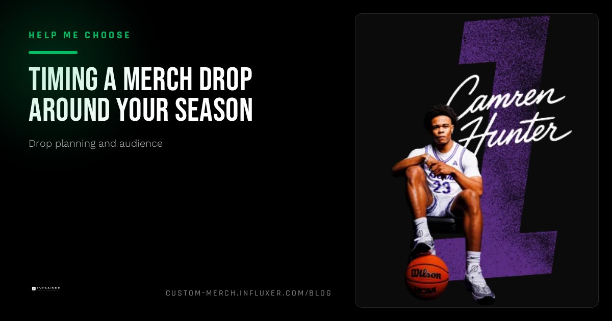 Calendar with a season schedule marked alongside a planned date for opening a merch drop