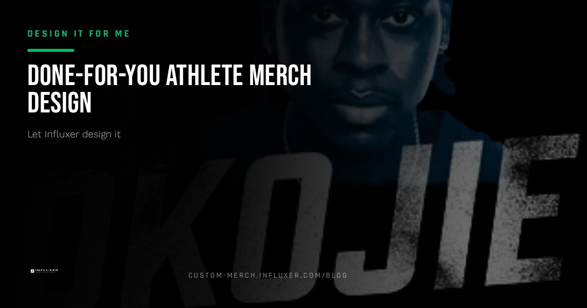 Athlete template layout being customized with a name and number inside the Influxer Custom Design Studio