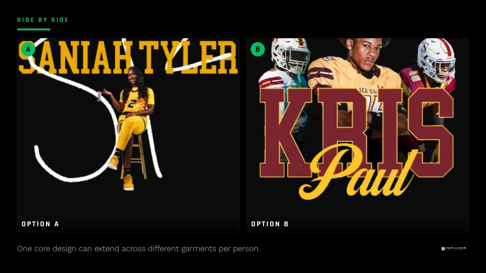 A tee and hoodie version of the same family fan design shown together for different family members