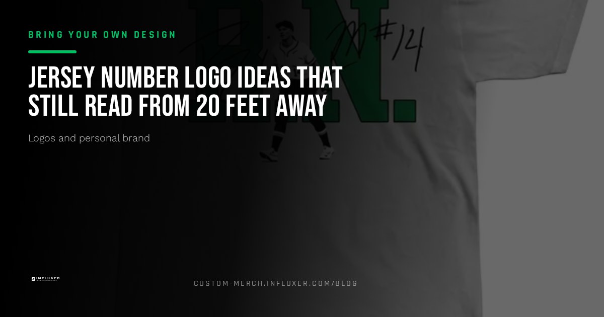 A bold block-style jersey number logo previewed centered on a garment mockup chest print area