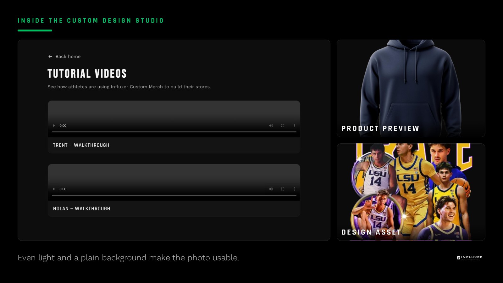 An athlete photographed in even daylight against a plain wall background suitable for a merch design