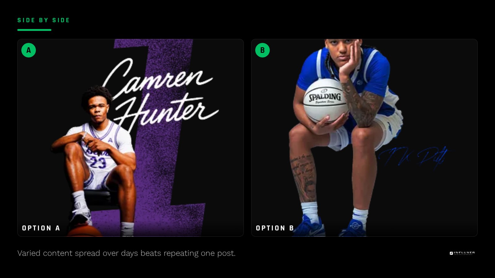 Sequence of different Instagram posts spread across several days promoting the same merch drop
