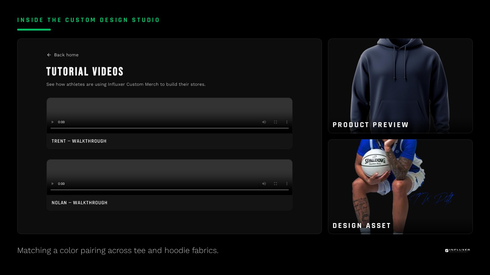 Matching navy tee and hoodie shown side by side to compare color rendering across garments