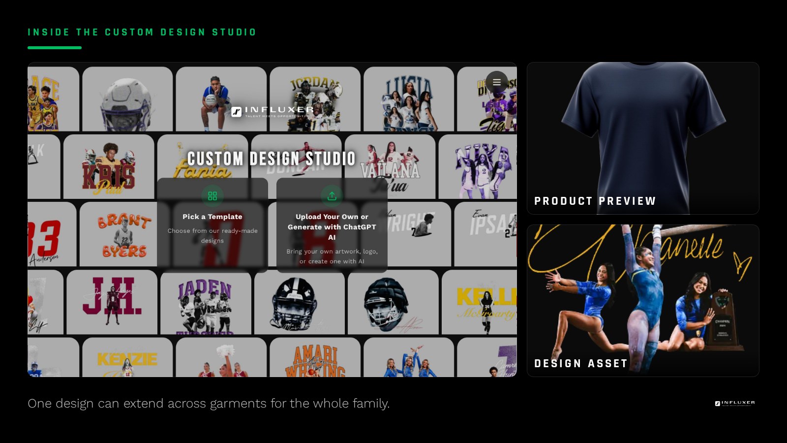 A tee and hoodie version of the same signing day design shown side by side for athlete and family